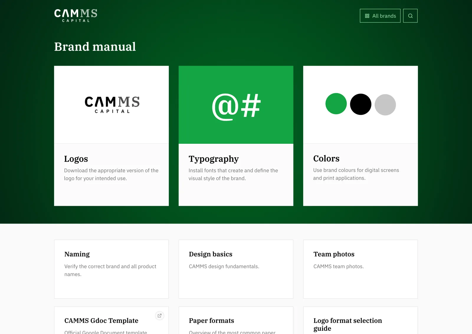 Manuál značky CAMMS – Brand manual